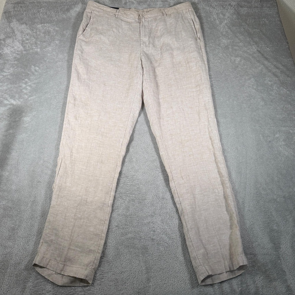 Daniel Hechter Linen Pants Mens Large Beige‎ Lightweight Vacation Summer NWT